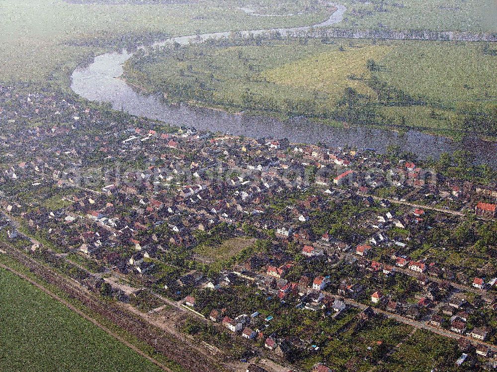 Aerial image Elster an der Elbe - Elster an der Elbe mit Blick auf 06918 Elster an der Elbe in Sachsen-Anhalt