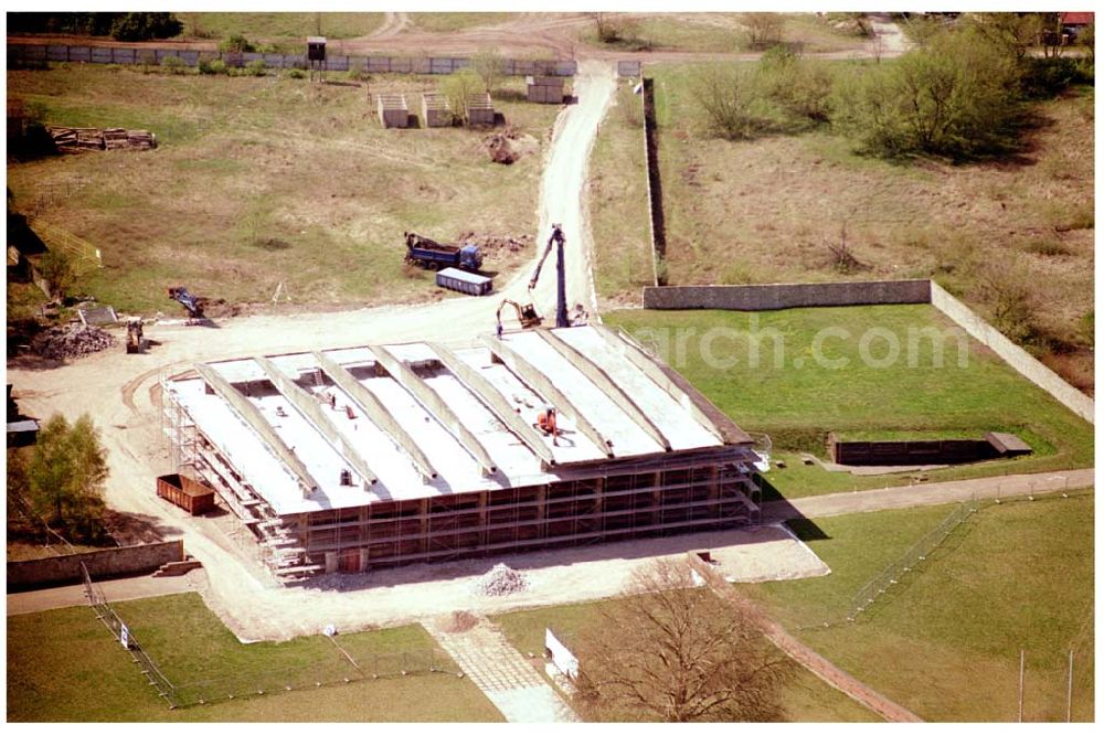 Oranienburg / BRB from the bird's eye view: Neubau einer zentralen Informations- und Begenungsstätte auf dem Gelände des ehem. KZ Sachsenhausen, Straße der Nationen 22, 16515 Oranienburg,Infos: 03301 / 810920 ,eMail: info@gedenkstaette-sachsenhausen.de,