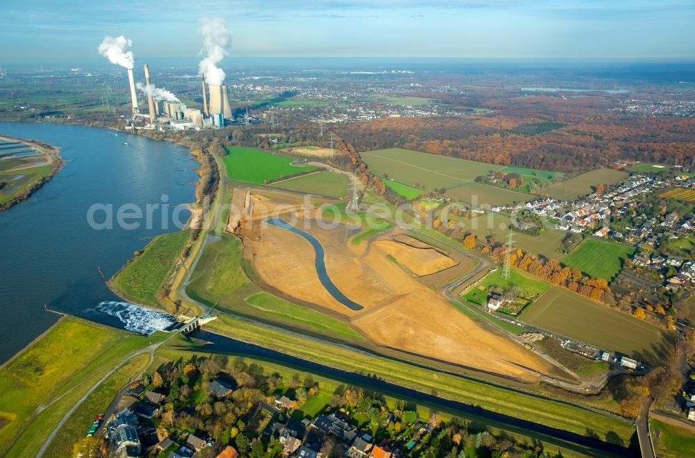 Aerial image Dinslaken - Emscher flows into the Rhine near Dinslaken in North Rhine-Westphalia