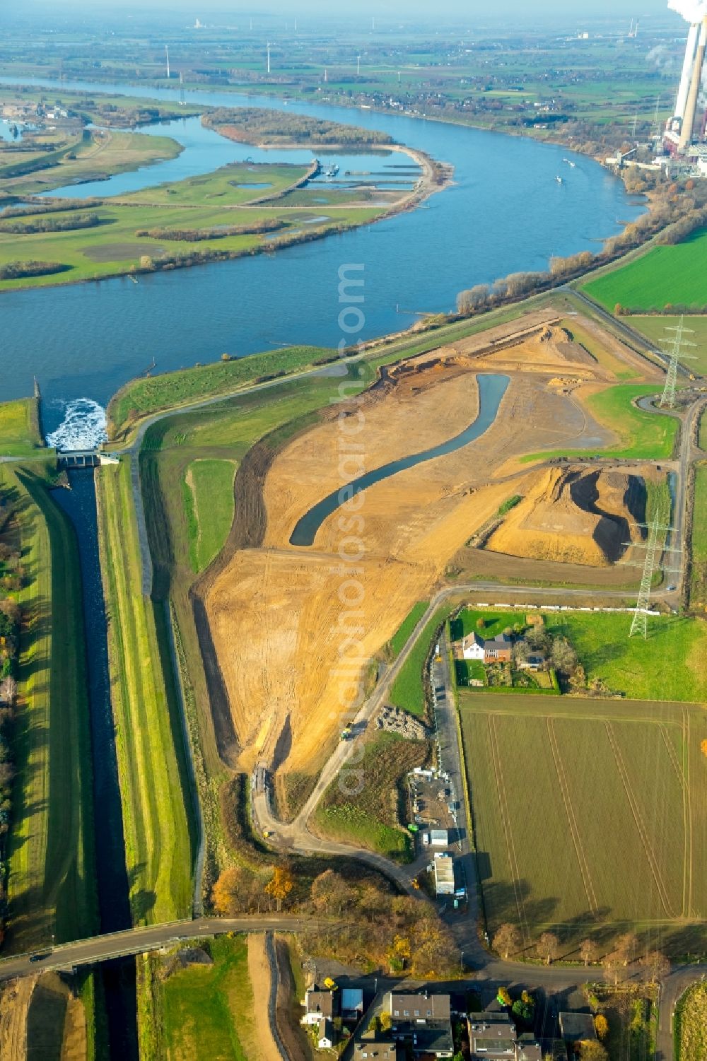 Dinslaken from above - Emscher flows into the Rhine near Dinslaken in North Rhine-Westphalia