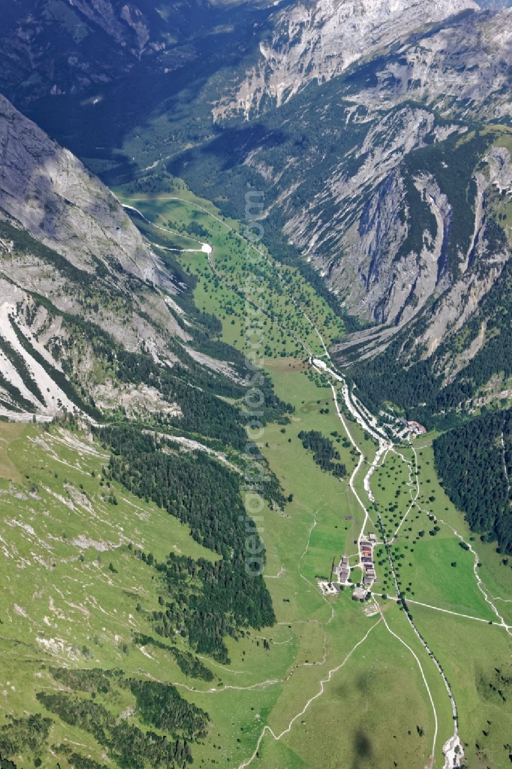 Aerial photograph Vomp - The maple trees in the Eng valley in the nature reserve Karwendel in Tirol, Austria