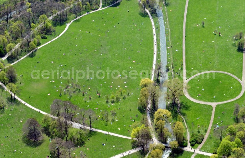 Aerial image München - View of the Englischer Garten in Munich in the state Bavaria