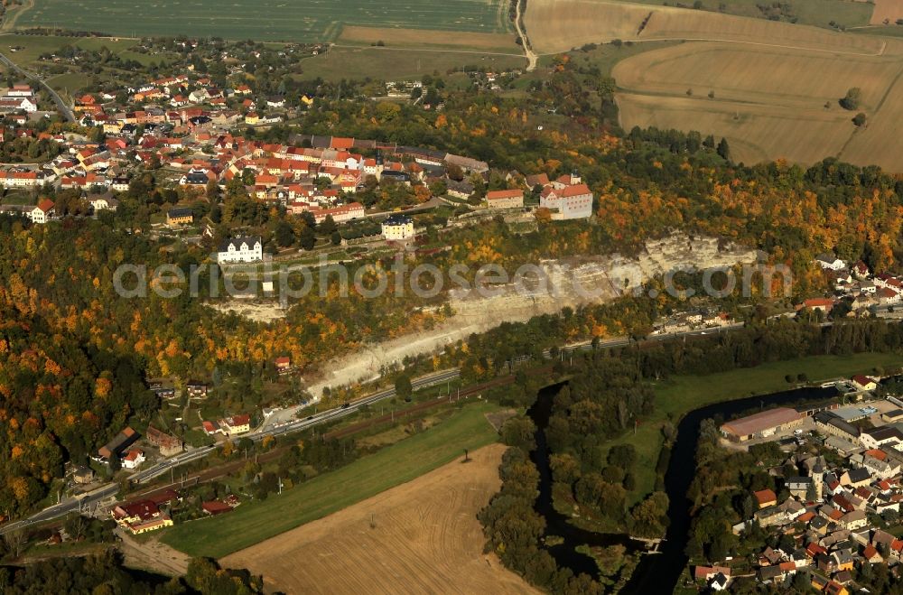 Aerial image Dornburg - View of the ensemble of the three Castles of Dornburg in Dornburg-Camburg in Thuringia