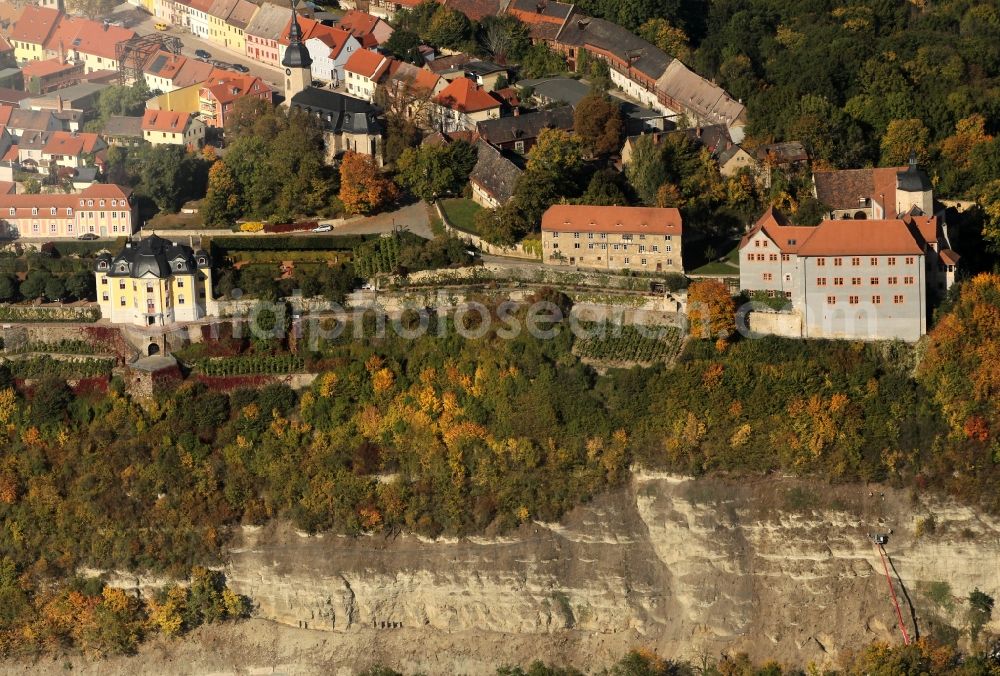 Aerial photograph Dornburg - View of the ensemble of the three Castles of Dornburg in Dornburg-Camburg in Thuringia