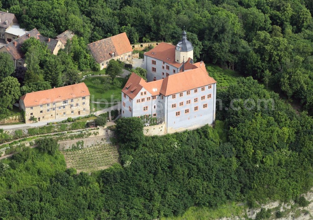 Dornburg from above - View of the ensemble of the three Castles of Dornburg in Dornburg-Camburg in Thuringia