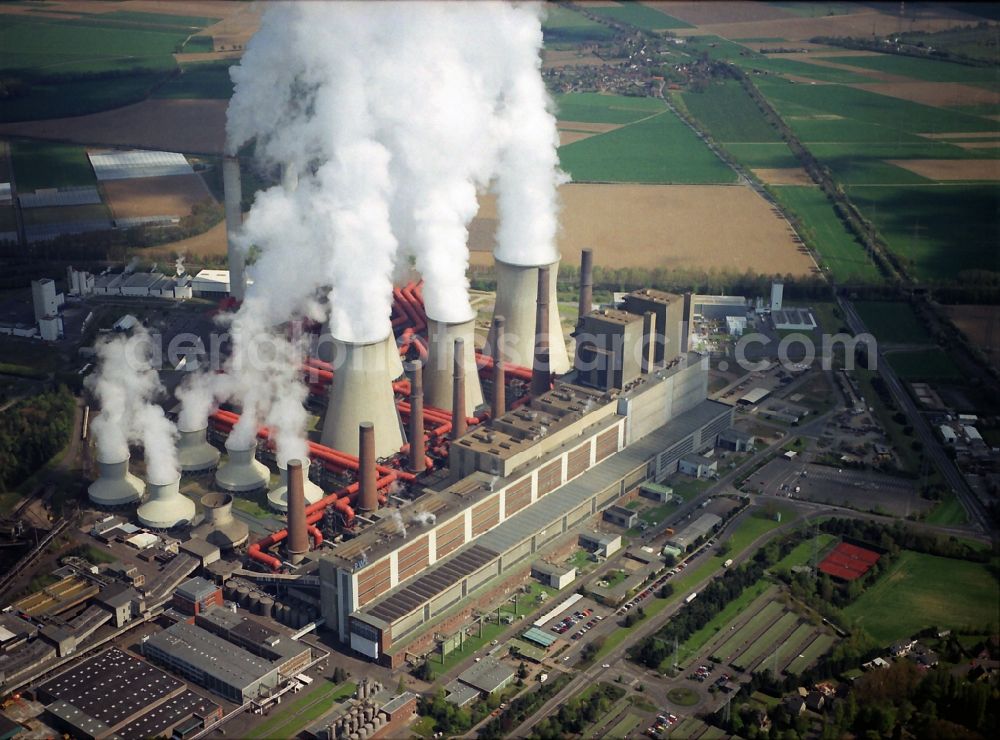 Aerial image NIEDERAUßEM - Ensemble of the RWE coal power plant in Neurath and Niederaussem in North Rhine-Westphalia