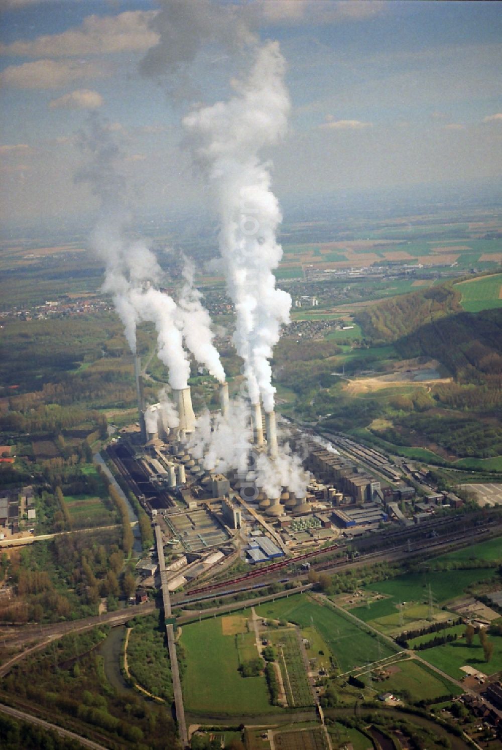 Aerial image NIEDERAUßEM - Ensemble of the RWE coal power plant in Neurath and Niederaussem in North Rhine-Westphalia