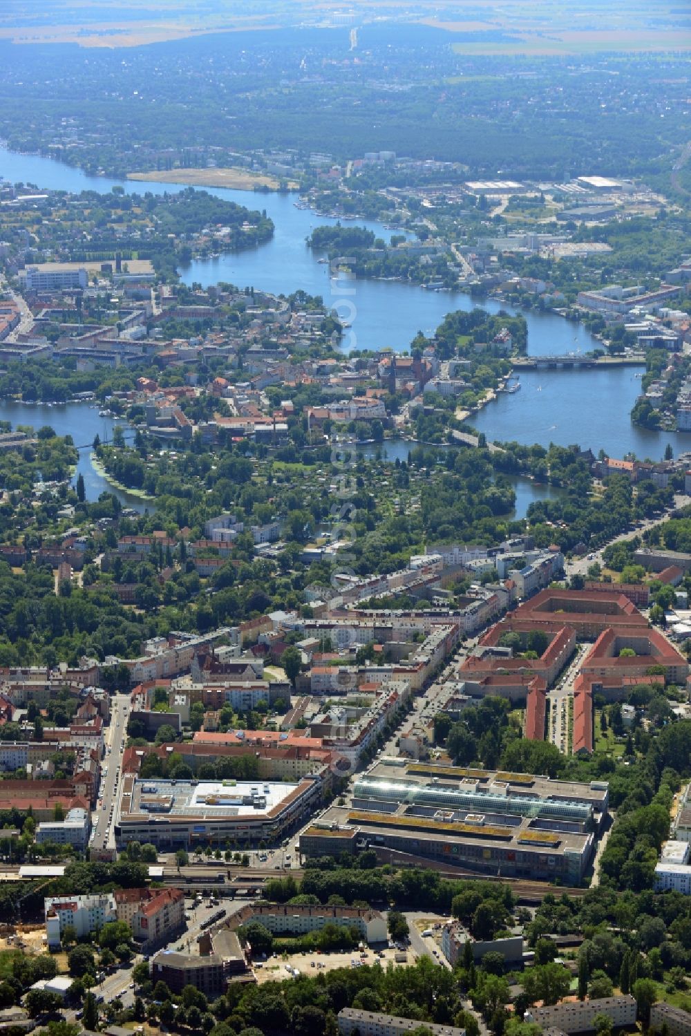 Berlin from above - View of shopping center on Elcknerplatz at Berlin - Köpenick