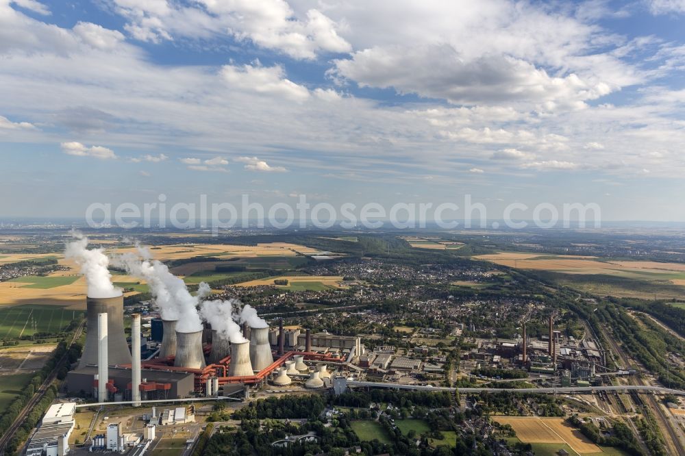 Aerial photograph Niederaußem - Ensemble of the RWE coal power plant in Neurath and Niederaussem in North Rhine-Westphalia