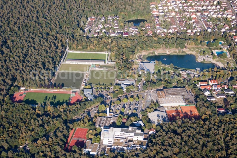 Walldorf from the bird's eye view: Ensemble of sports grounds von Astoria in Walldorf in the state Baden-Wurttemberg, Germany