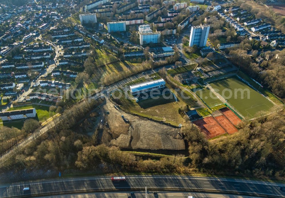 Aerial image Hagen - Ensemble of sports grounds Bezirkssportanlage Emst in Hagen in the state North Rhine-Westphalia, Germany