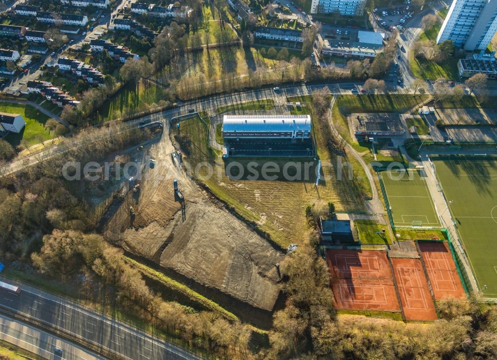 Hagen from above - Ensemble of sports grounds Bezirkssportanlage Emst in Hagen in the state North Rhine-Westphalia, Germany