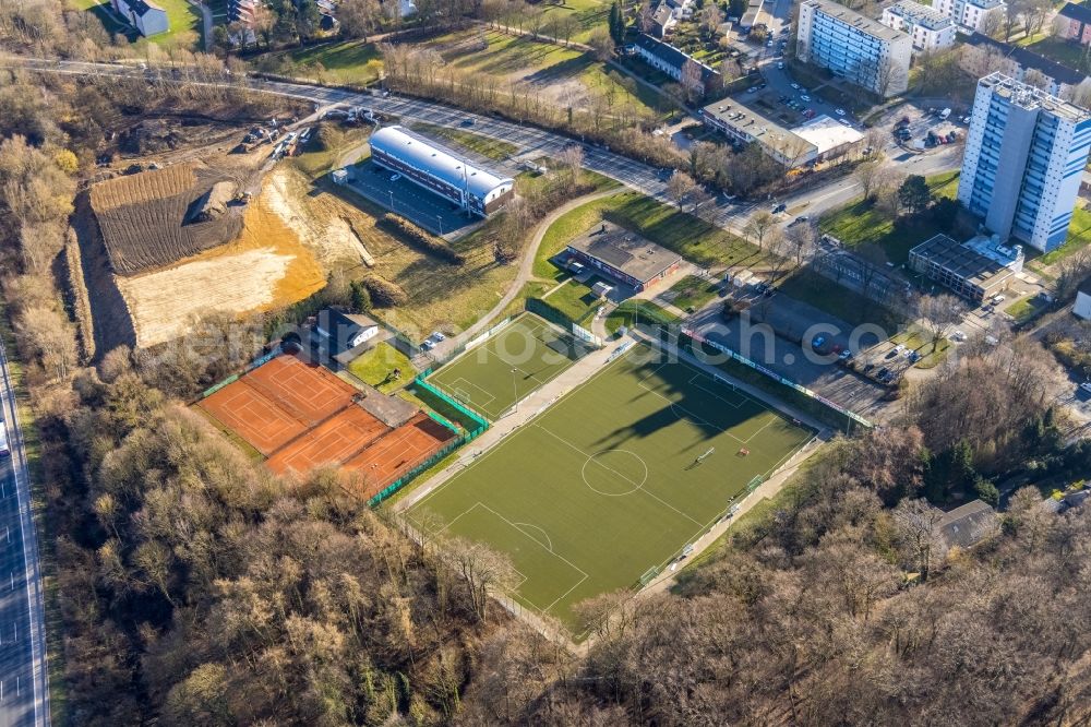 Aerial image Hagen - Ensemble of sports grounds Bezirkssportanlage Emst in Hagen at Ruhrgebiet in the state North Rhine-Westphalia, Germany