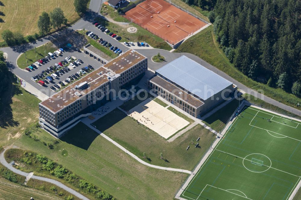 Bischofsgrün from the bird's eye view: Ensemble of sports grounds BLSV Sportcamp Nordbayern on street Am Sportcamp in Bischofsgruen in the state Bavaria, Germany