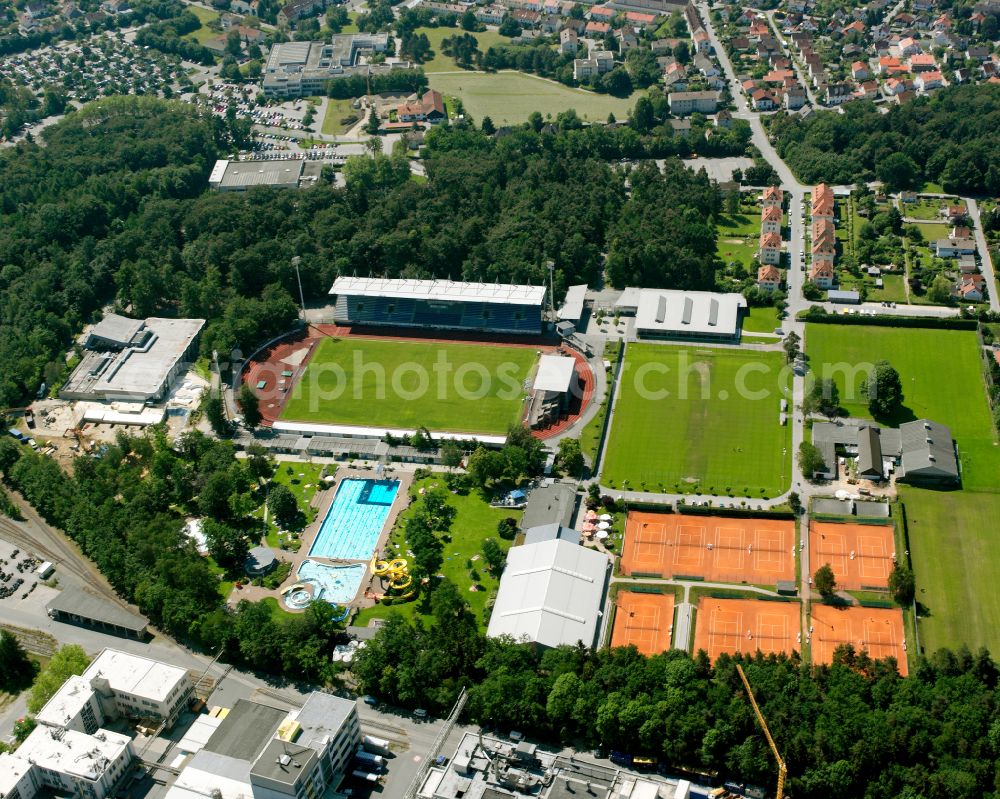 Burghausen from the bird's eye view: Ensemble of sports grounds in Burghausen in the state Bavaria, Germany