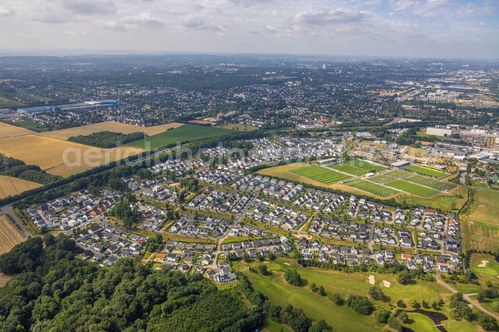 Dortmund from above - Ensemble of sports grounds of BVB Trainingszentrum on Adi-Preissler-Allee in the district Brackel in Dortmund at Ruhrgebiet in the state North Rhine-Westphalia, Germany