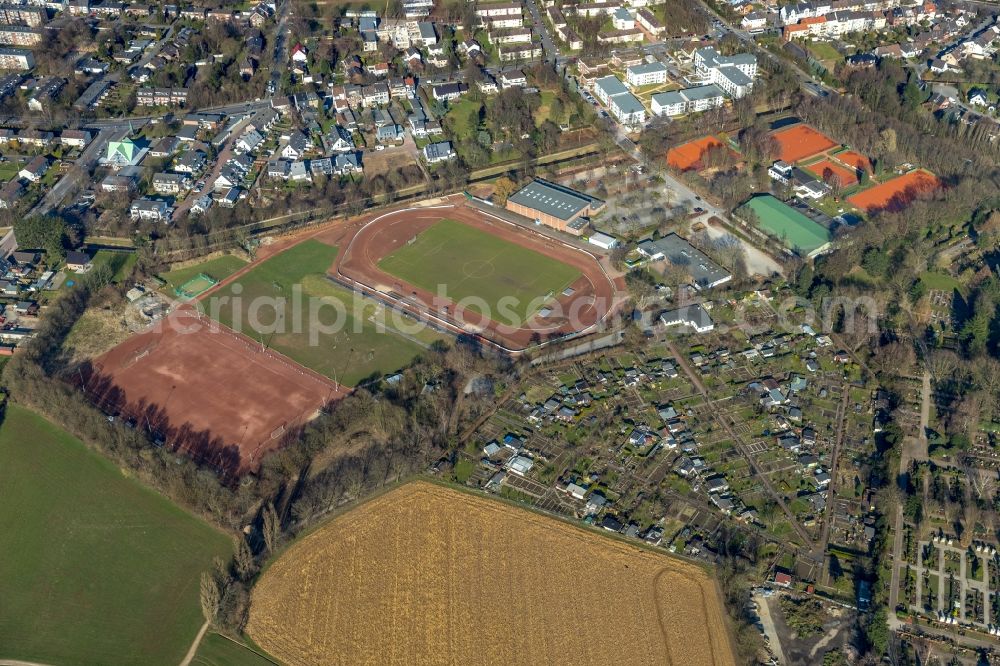 Dinslaken from above - Ensemble of sports grounds in Dinslaken in the state North Rhine-Westphalia