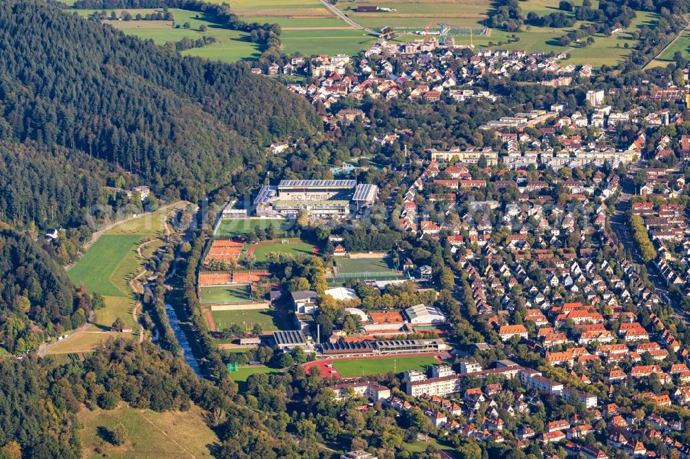 Aerial image Freiburg im Breisgau - Ensemble of sports grounds on Dreisamstadion in the district Waldsee in Freiburg im Breisgau in the state Baden-Wuerttemberg, Germany