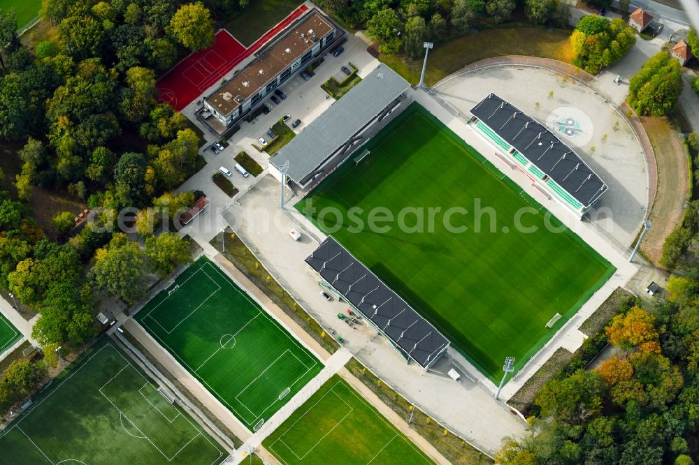 Aerial photograph Hannover - Ensemble of sports grounds of DTV Hannover e.V. on Theodor-Heuss-Platz in Hannover in the state Lower Saxony, Germany