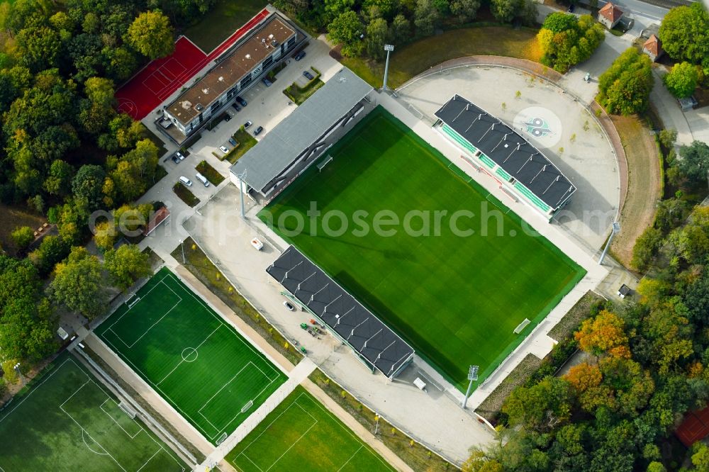 Hannover from above - Ensemble of sports grounds of DTV Hannover e.V. on Theodor-Heuss-Platz in Hannover in the state Lower Saxony, Germany