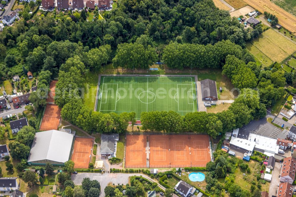 Castrop-Rauxel from the bird's eye view: Ensemble of sports grounds of Erin-Kampfbahn on street Karlstrasse in Castrop-Rauxel at Ruhrgebiet in the state North Rhine-Westphalia, Germany