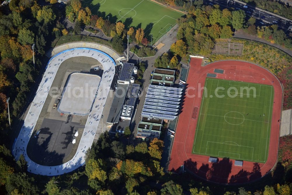 Berlin from the bird's eye view: Ensemble of sports grounds in Berlin in Germany