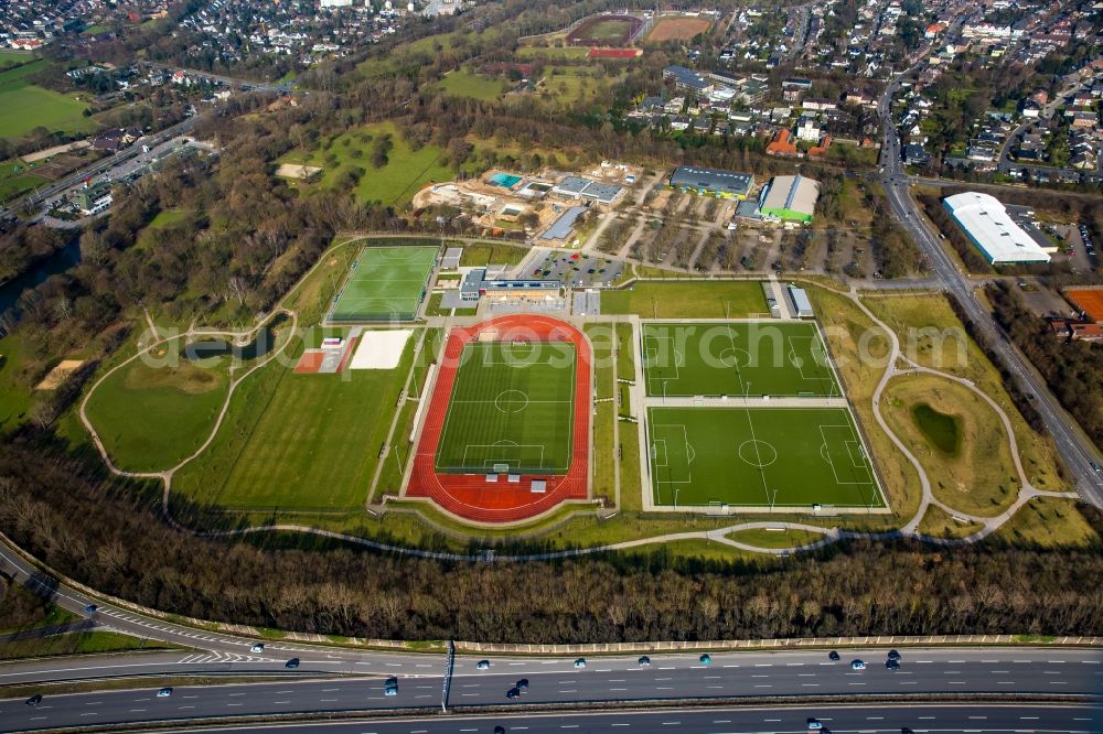 Moers from above - Ensemble of sports grounds GSV Moers on Filder Strasse in Moers in the state North Rhine-Westphalia