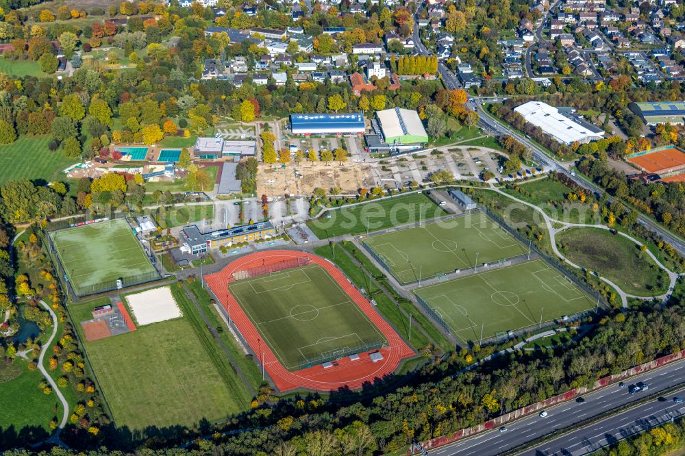 Moers from above - Ensemble of sports grounds GSV Moers on Filder Strasse in Moers in the state North Rhine-Westphalia