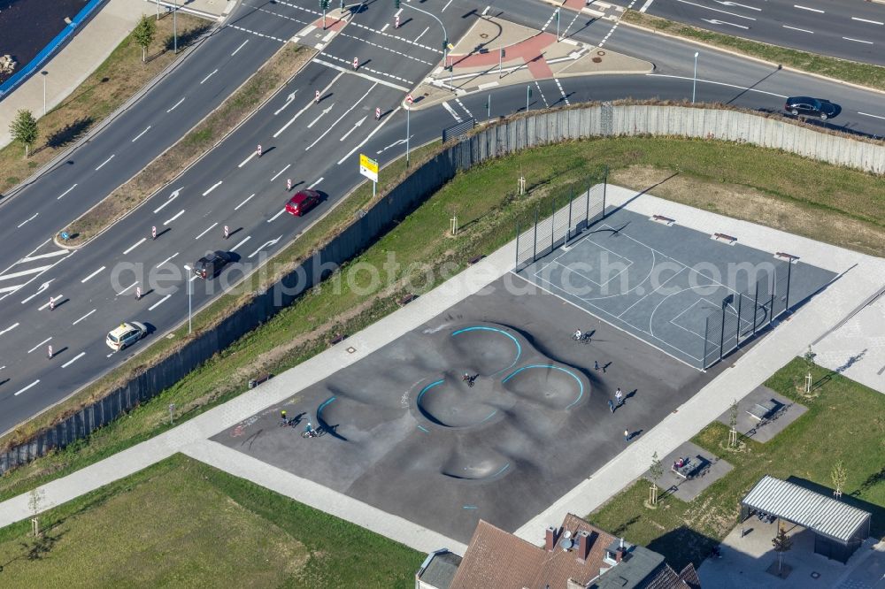 Hagen from above - Ensemble of sports grounds on Landstrasse L700 in Hagen at Ruhrgebiet in the state North Rhine-Westphalia, Germany