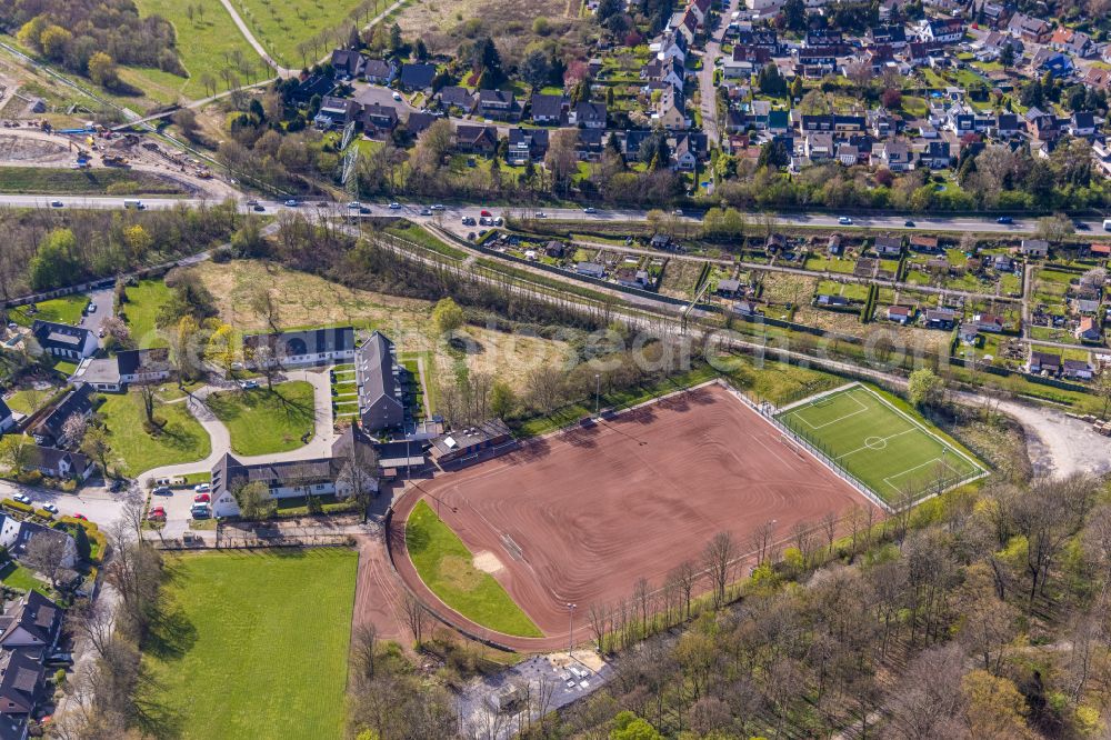 Aerial photograph Gelsenkirchen - Ensemble of sports grounds on Halfmannsweg in Gelsenkirchen at Ruhrgebiet in the state North Rhine-Westphalia, Germany