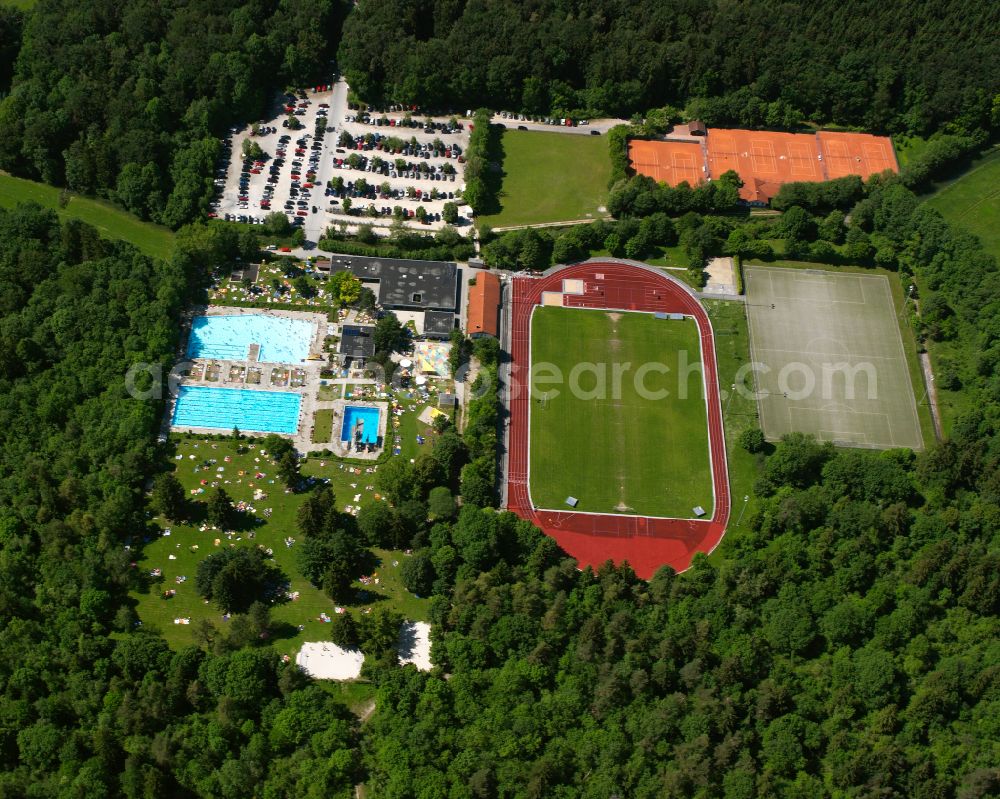 Aerial image Hartfeld - Ensemble of sports grounds in Hartfeld in the state Bavaria, Germany