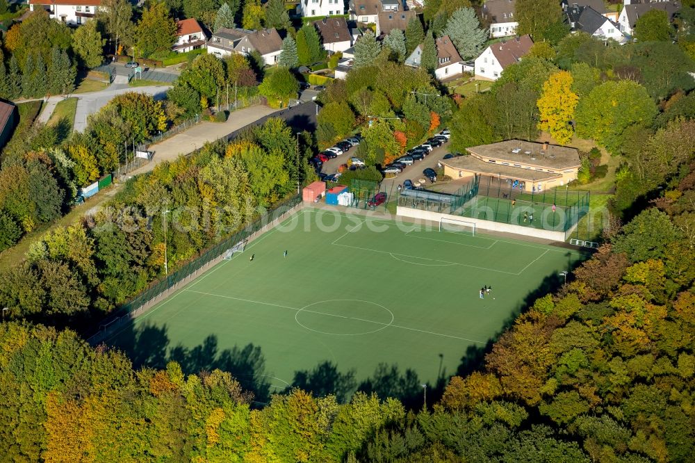 Ennepetal from the bird's eye view: Ensemble of sports grounds at the Helkenberger Weg in Ennepetal in the state North Rhine-Westphalia