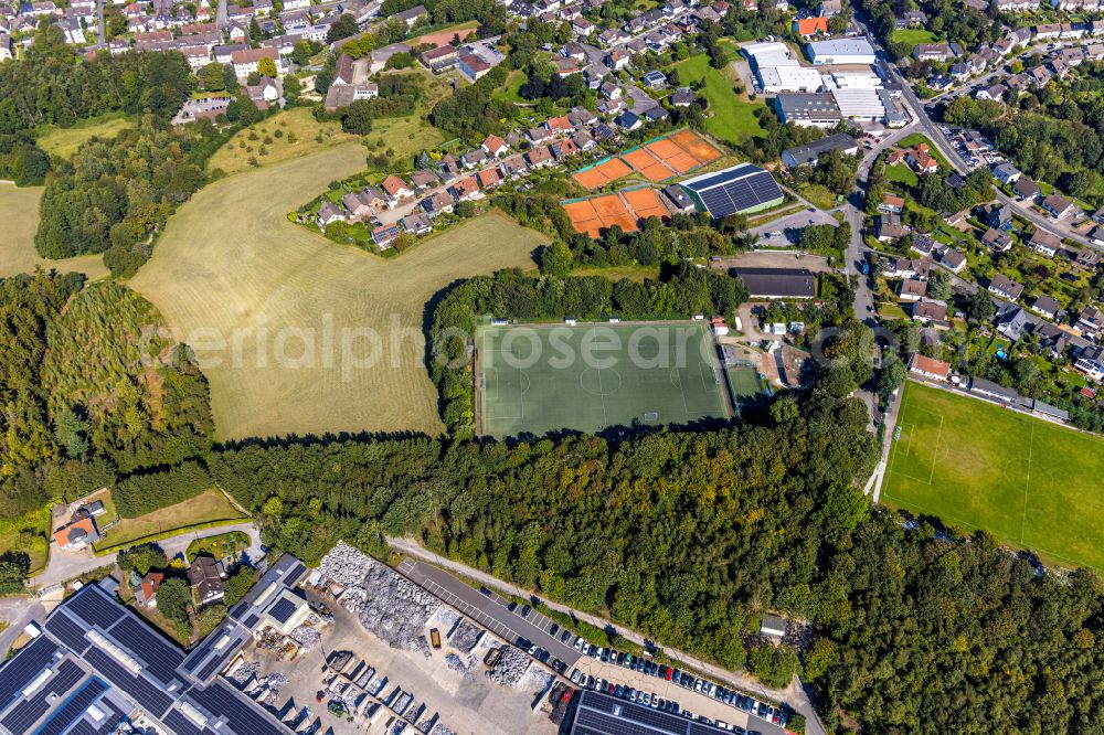 Ennepetal from above - Ensemble of sports grounds at the Helkenberger Weg in Ennepetal in the state North Rhine-Westphalia