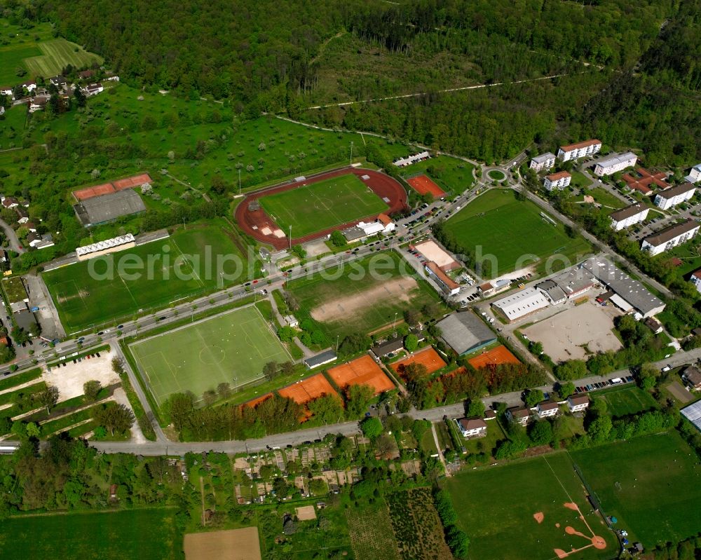 Aerial photograph Göppingen - Ensemble of sports grounds on Hohenstaufenstrasse in Goeppingen in the state Baden-Wuerttemberg, Germany