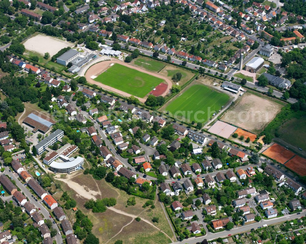 Aerial photograph Karlsruhe - Ensemble of sports grounds on street Hertzstrasse in Karlsruhe in the state Baden-Wuerttemberg, Germany