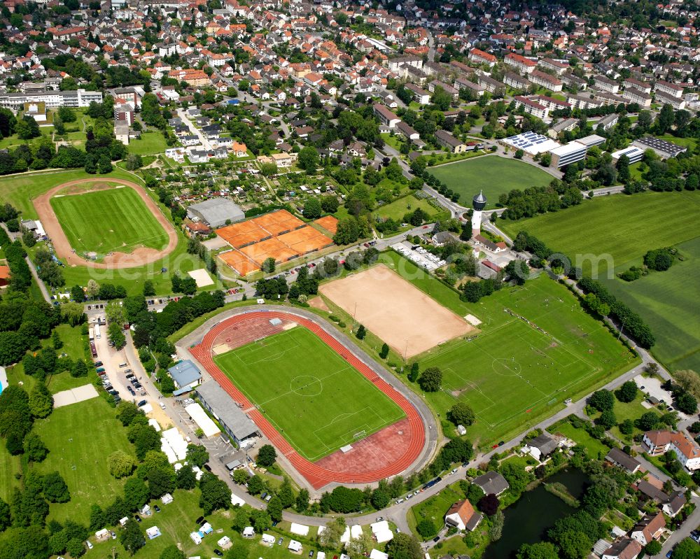 Aerial photograph Kehl - Ensemble of sports grounds on street Schwimmbadstrasse in Kehl in the state Baden-Wuerttemberg, Germany