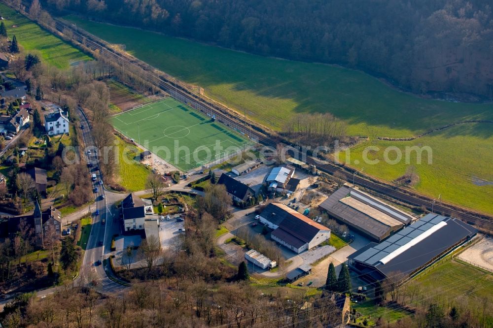 Hattingen from above - Ensemble of sports grounds Kohlenstrasse in Hattingen in the state North Rhine-Westphalia