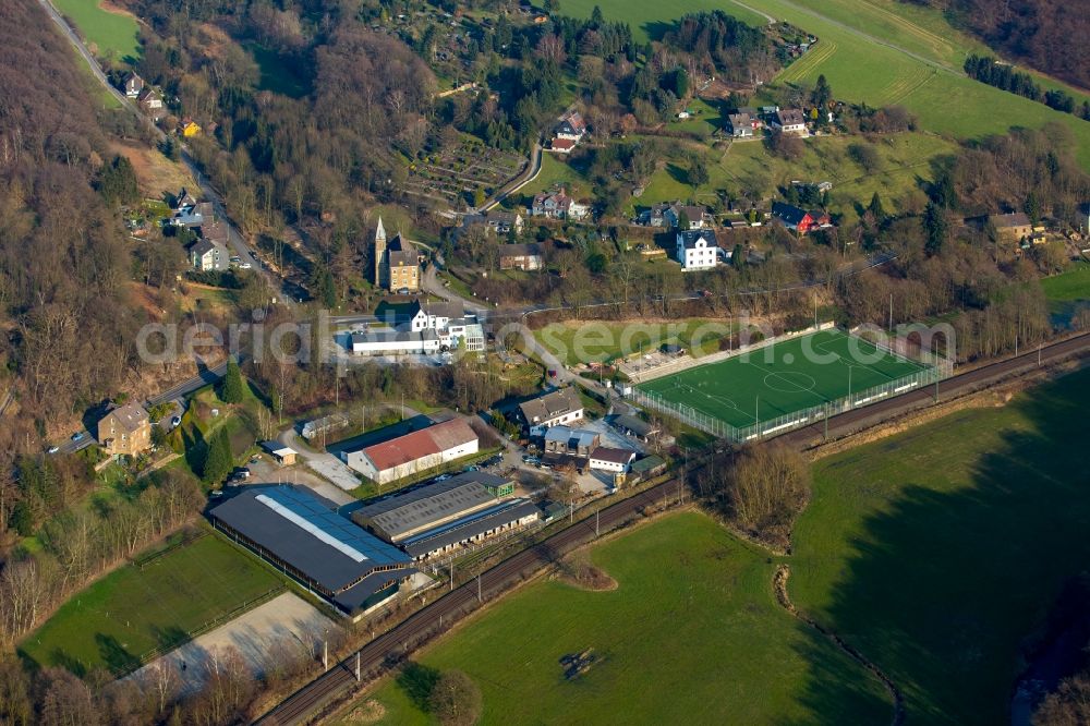 Aerial image Hattingen - Ensemble of sports grounds Kohlenstrasse in Hattingen in the state North Rhine-Westphalia