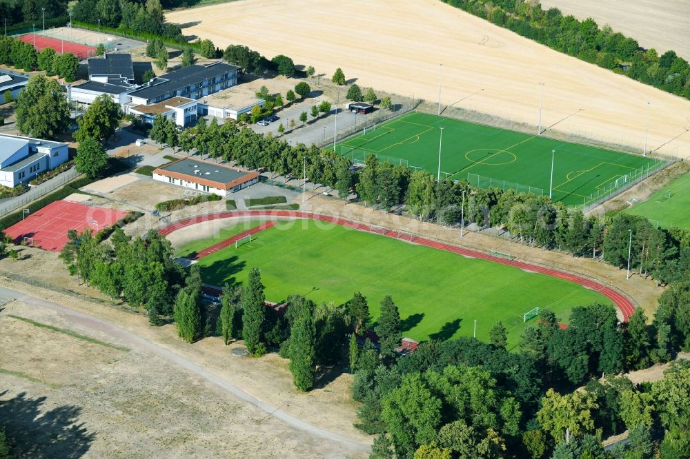 Osterburg (Altmark) from above - Ensemble of sports grounds of Lanof SportBund Sachsen-Anhalt e.V. in Osterburg (Altmark) in the state Saxony-Anhalt, Germany