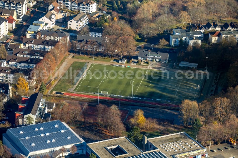 Aerial photograph Lüdenscheid - Ensemble of sports grounds of Luedenscheider Turnverein von 1861 e.V. on Honseler Bruch in Luedenscheid in the state North Rhine-Westphalia, Germany