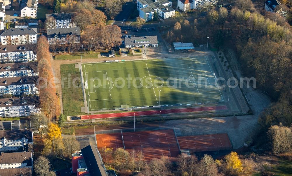 Aerial photograph Lüdenscheid - Ensemble of sports grounds of Luedenscheider Turnverein von 1861 e.V. on Honseler Bruch in Luedenscheid in the state North Rhine-Westphalia, Germany