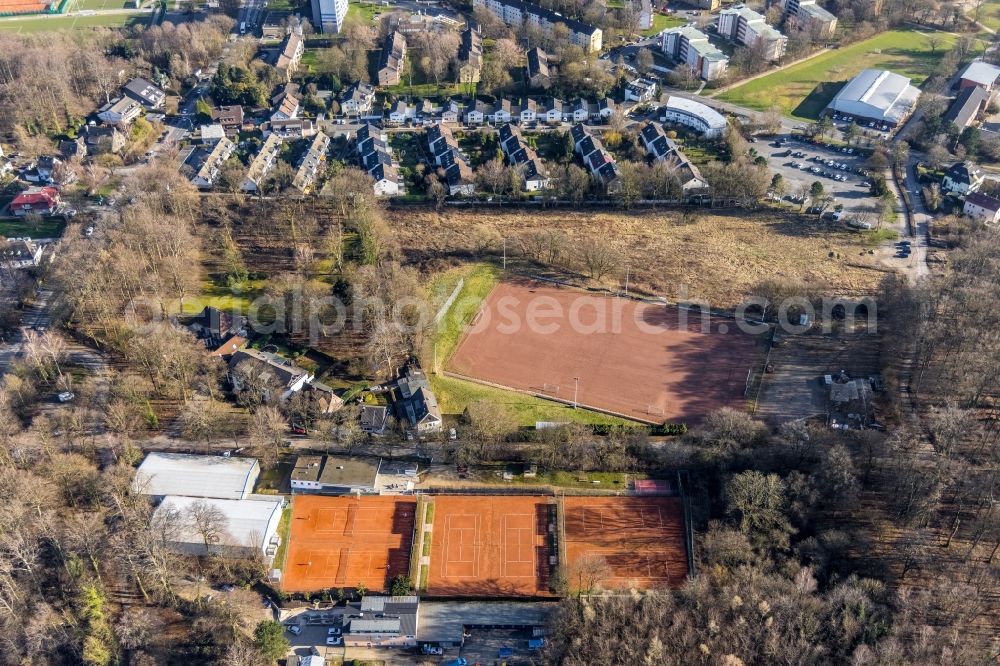 Hagen from the bird's eye view: Ensemble of sports grounds on Lohestrasse in the district Herbeck in Hagen at Ruhrgebiet in the state North Rhine-Westphalia, Germany