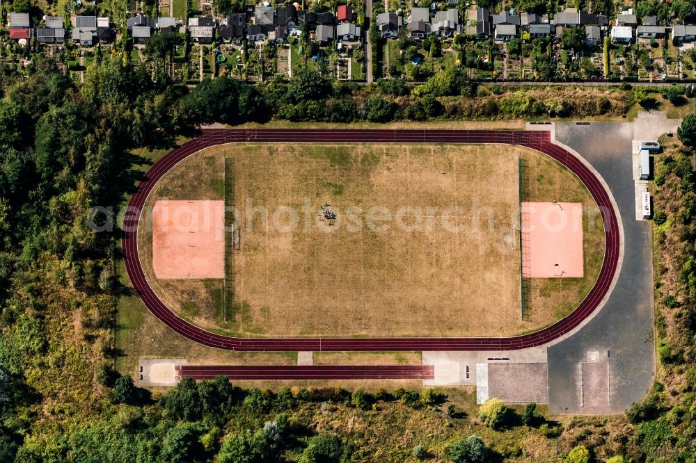 Leipzig from above - Ensemble of sports grounds Loessnig at the Bernhard-Kellermann-street in Leipzig in the state Saxony