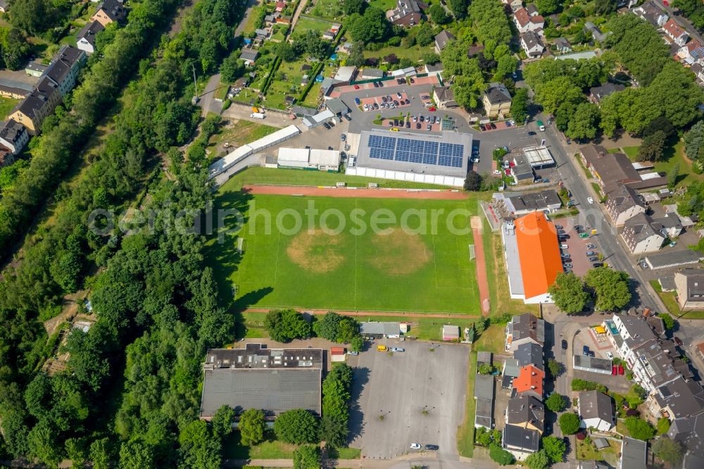 Wattenscheid from above - Ensemble of sports grounds on Martin-Lang-Strasse in Wattenscheid in the state North Rhine-Westphalia, Germany