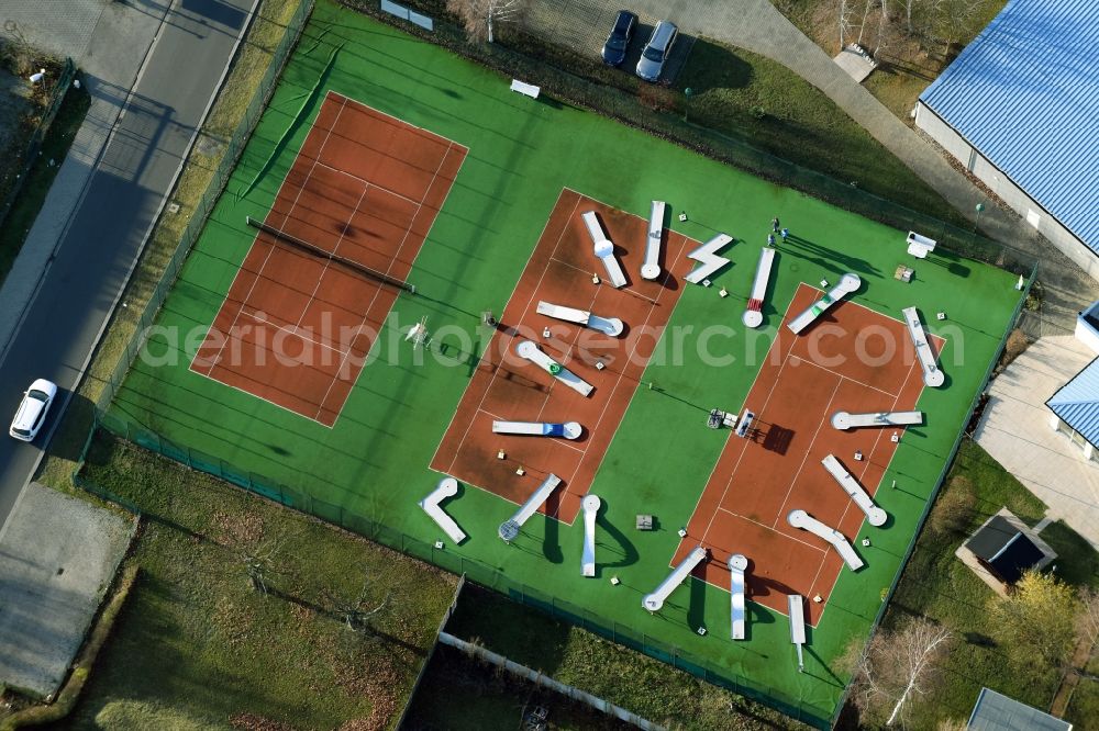 Aerial image Fürstenwalde/Spree - Ensemble of minigolf sports grounds in Fuerstenwalde/Spree in the state Brandenburg