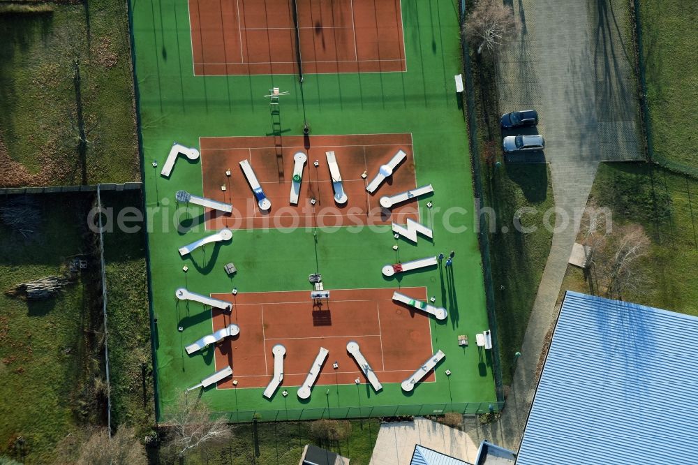 Aerial photograph Fürstenwalde/Spree - Ensemble of minigolf sports grounds in Fuerstenwalde/Spree in the state Brandenburg