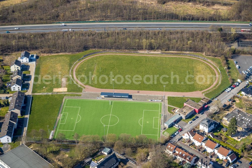 Aerial photograph Arnsberg - Ensemble of sports grounds of SC Neheim e.V. at Binnerfeld in the district Neheim in Arnsberg in the state North Rhine-Westphalia, Germany