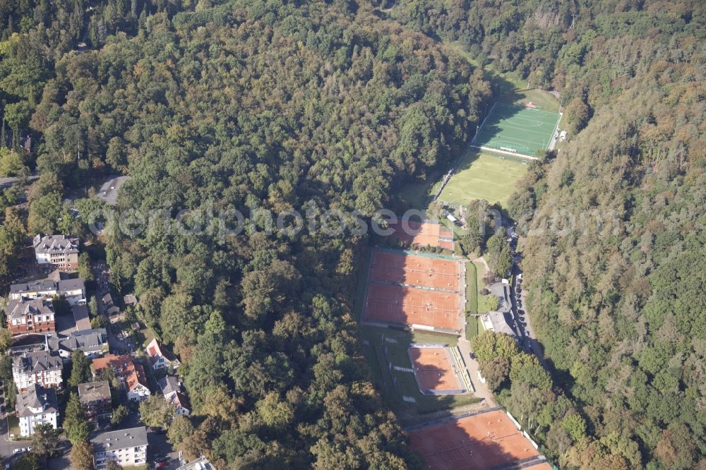 Aerial image Wiesbaden - Ensemble of sports grounds im Nerotal in Wiesbaden in the state Hesse