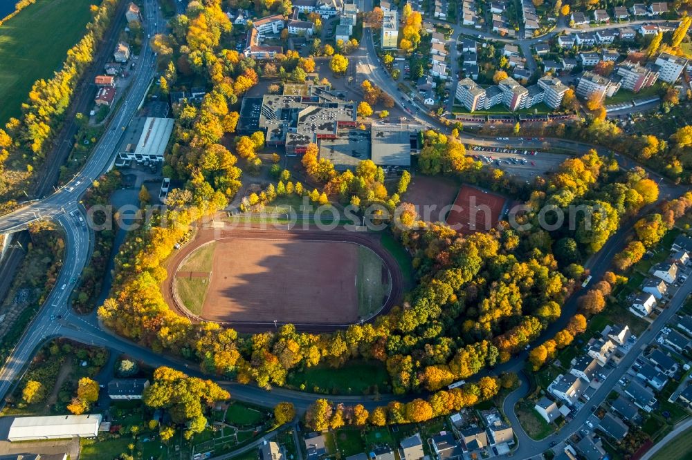 Wetter (Ruhr) from above - Ensemble of sports grounds of Oberwengern at the Hoffmann-von-Fallersleben-street in Wetter (Ruhr) in the state North Rhine-Westphalia