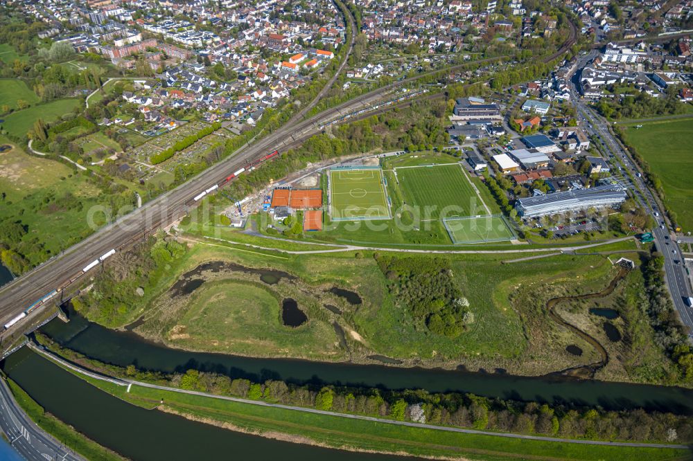 Aerial image Hamm - Ensemble of sports grounds on Philipp-Reis-Strasse in Hamm in the state North Rhine-Westphalia, Germany